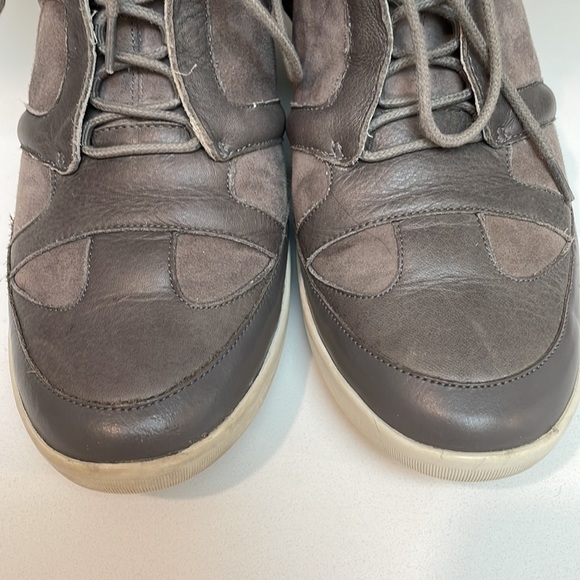 Y-3 Yohji Yamamoto Adidas Leather Wedge Sneaker US 8.5 Fur Trim Gray GUC - Picture 6 of 14